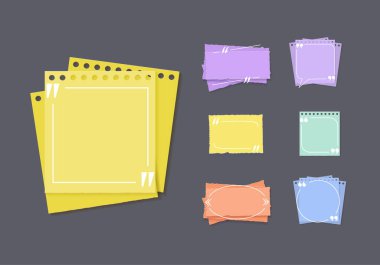 Vector Set of Memo Stickers, Colored Paper, Design Elements Isolated on Dark Background, Design Elements Set.