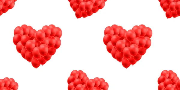 Vector Balloons Seamless Pattern Valentines Wedding Day Concept Realistic Objects — Vetor de Stock