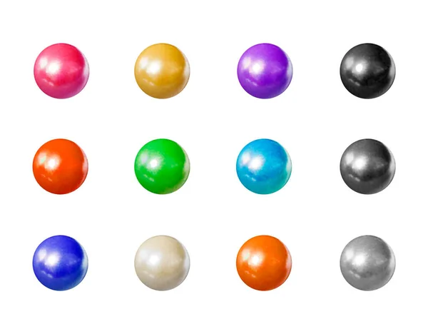 Vector Set of Photo Realistic Shiny Pearls, Candy Colors and Monochrome Balls, Isolated on White Background 3D Objects.