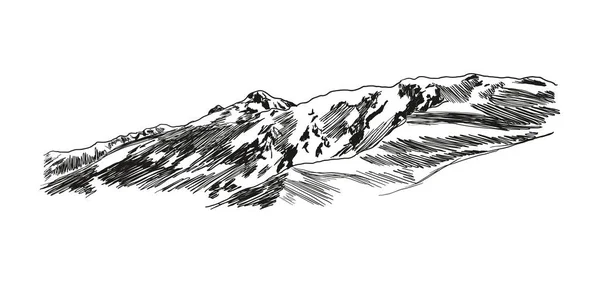Vector Hill Sketch Mountains Illustration Vintage Style Drawing Isolated White — стоковый вектор