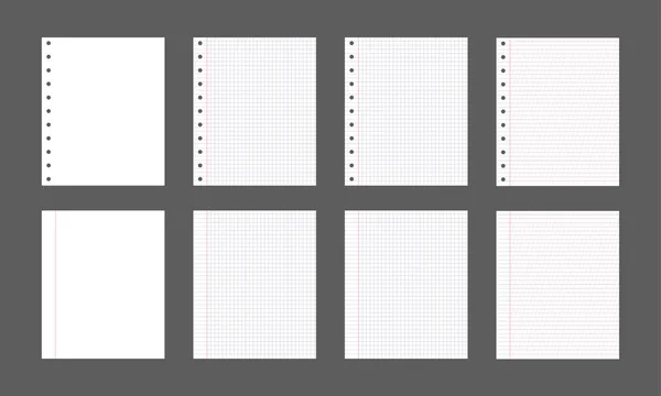 Vector Set Paper Sheets Notepad Pages Blank Pages Isolated — Stockvector