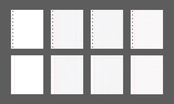 Vector Set of Paper Sheets, Notepad Pages, Blank Pages, Isolated.