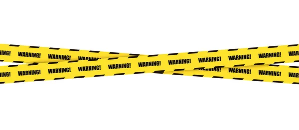 Vector Warning Ribbons Tape Isolated White Background Black Yellow Cross — Wektor stockowy