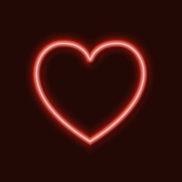 Vector Neon Heart Shining Simple Icon Isolated Dark Background — Vetor de Stock