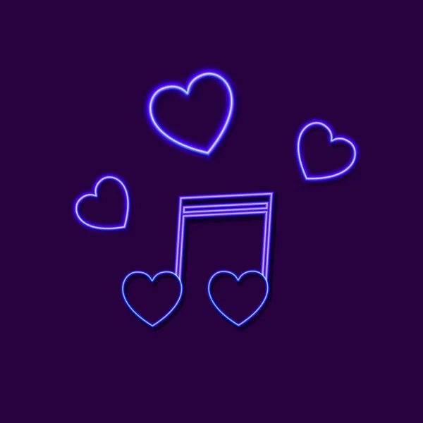Vector Music Note Shining Hearts Colorful Icons Party Concept Object — Stockvector