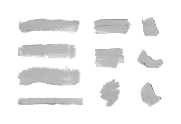 Vector Set Gray Paint Smudges Cosmetics Textures Textured Design Element — 图库矢量图片