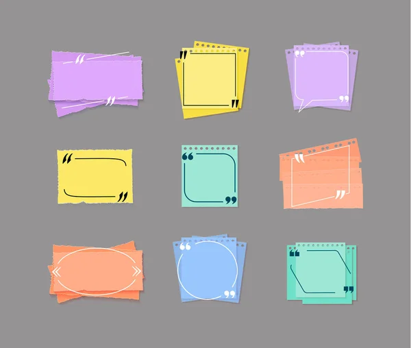 Vector Set Quote Frames Memo Stickers Colored Paper Design Elements — Wektor stockowy