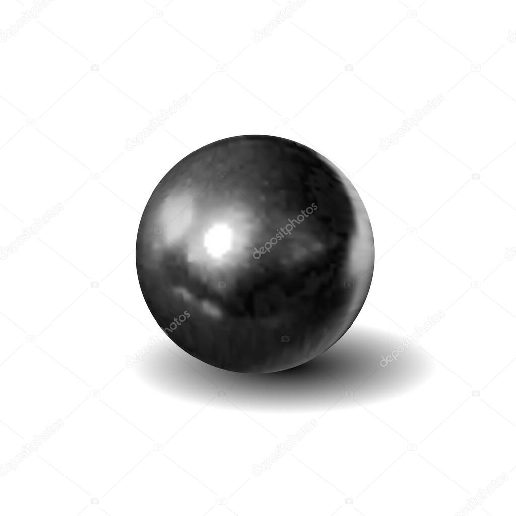 Vector Black 3D Sphere Isolated on White Background, Blank Mockup, Realistic Ball, Vector Illustration.