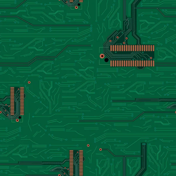 ベクトルシームレスパターン 技術の背景 緑の回路マイクロスキーム — ストックベクタ