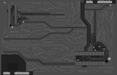 Vector Black adn White Circuit Technology Arkaplan Şablonu, Mikro Şablon ve Çipler, Elektronik