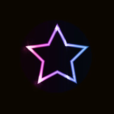 Vektör Parlayan Yıldız, Neon Gradyan, Ultraviyole Renkli Nesne Siyah Arkaplanda İzole Edildi