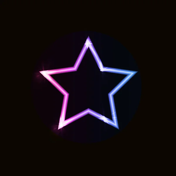 Vector Shining Star, Neon Gradient, Ultraviolet Colored Object Isolated on Black Background — Stock Vector