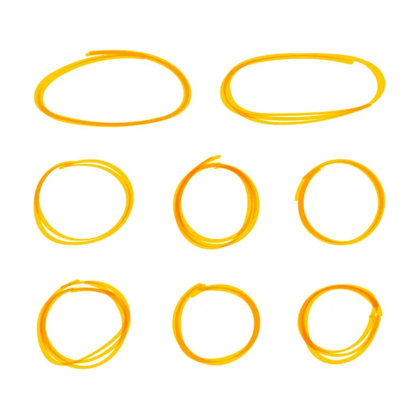 Mano vectorial dibujada por un resaltador amarillo círculos aislados sobre fondo blanco, colorido Vectores De Stock Sin Royalties Gratis