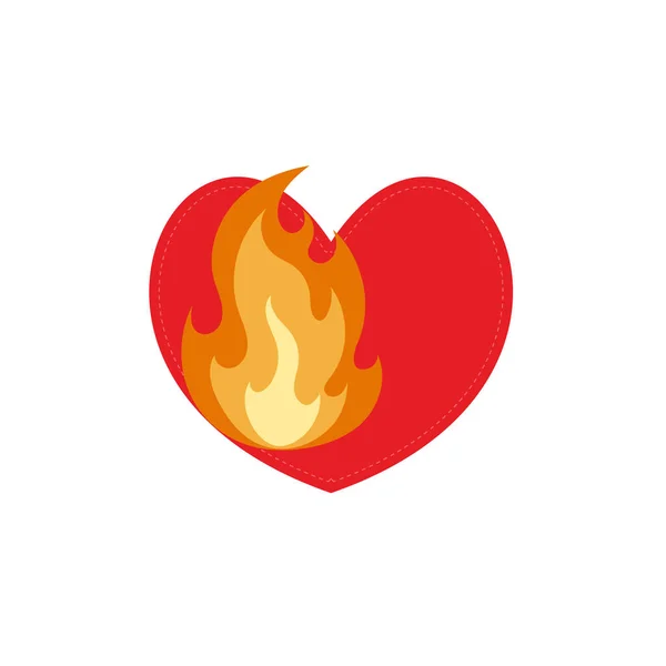 Vector Burning Heart Sign Passion Love Concept Icon Isolated White — Stock Vector