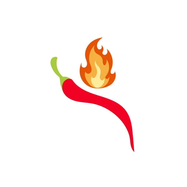 Icono vectorial Pimienta picante, Pimienta roja y fuego, aislado en la ilustración de fondo blanco, colorida comida picante. Vector De Stock