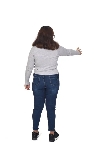 Woman Shaking Hands White Background — Stock Photo, Image