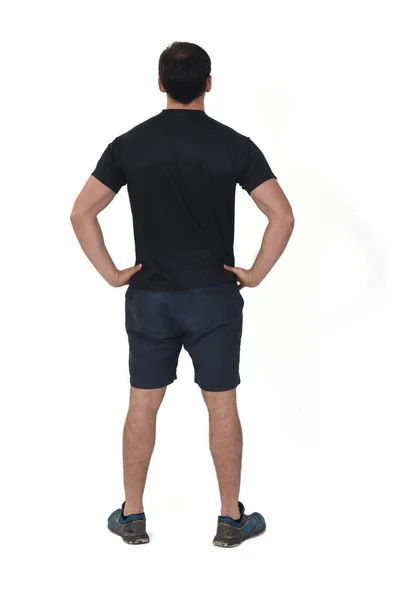Rear View Man Sportwear Hnads Hip White Background — Stock Photo, Image