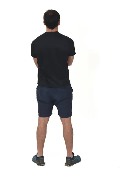 Rear View Man Sportwear Arms Crossed White Background — Stock Photo, Image