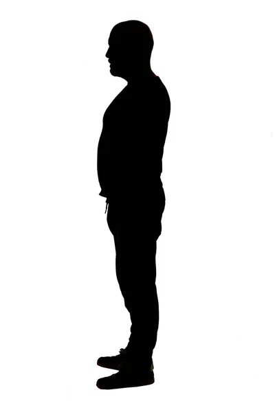 Side View Silhouette Man Wearing Casual Clothes — Stock Photo, Image