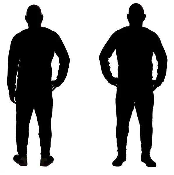 Vista Frontale Posteriore Della Silhouette Uomo Che Indossa Abiti Casual — Foto Stock