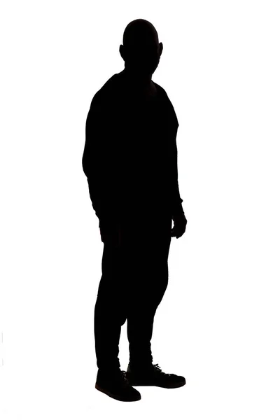 Side View Silhouette Man Wearing Casual Looking Camera — Stock Photo, Image