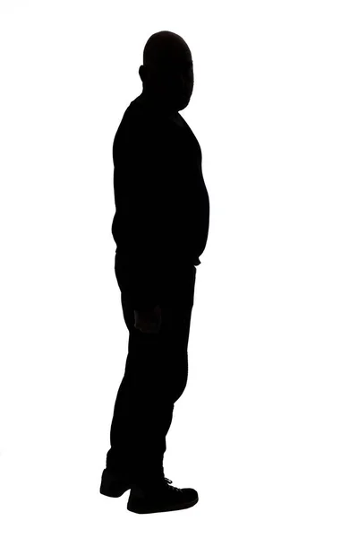 Zadní Pohled Siluetu Muže Neformálním Oblečení Pohledem Kamery — Stock fotografie