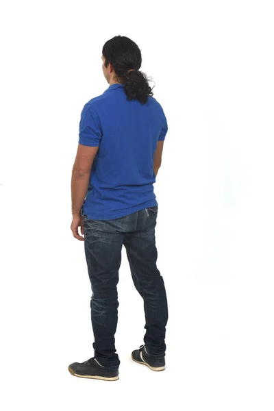 Rear Side View Man White Background — Stock Photo, Image