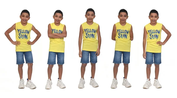 Přední Pohled Skupiny Stejného Chlapce Oblečený Šortkách Bez Rukávů Bílém — Stock fotografie