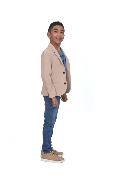Full Portrait Boy Blazer Looking White Background — 스톡 사진