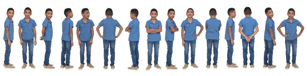 Various Poses Same Boy White Background — стоковое фото