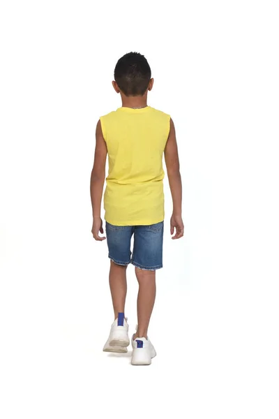 Vista Trasera Retrato Completo Niño Vestido Con Pantalones Cortos Sin —  Fotos de Stock
