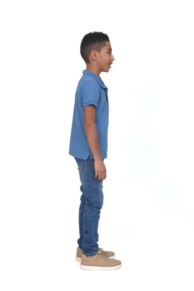 Side View Boy Looking White Background — 스톡 사진