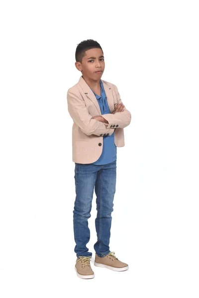 Angry Boy Crossed Arms Looking Camera — Stock Photo, Image