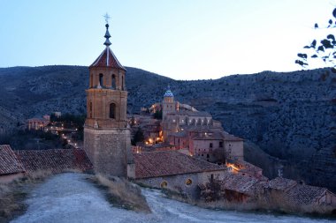 Albarracin, Teruel, Aragon, İspanya 'da alacakaranlık.