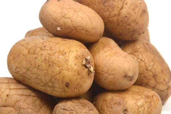 Close Heap Old Potatoes White Background — Fotografia de Stock