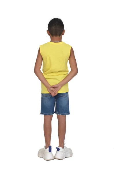 Vista Trasera Del Retrato Completo Niño Vestido Con Pantalones Cortos —  Fotos de Stock