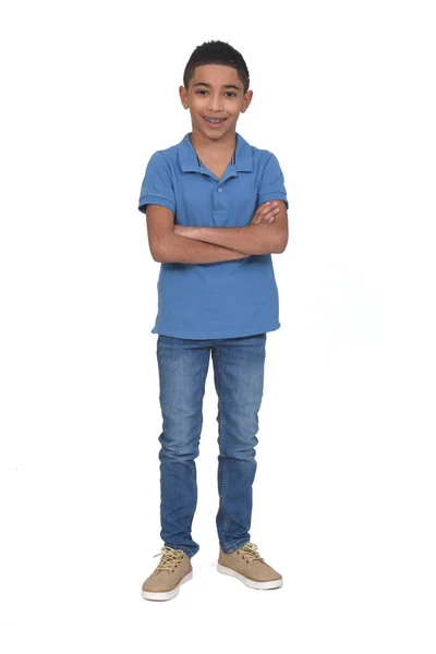Front View Boy Arms Crossed Oon White Background — Stock Photo, Image