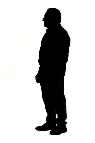 Silhouette Senior Man White Backgound — 스톡 사진