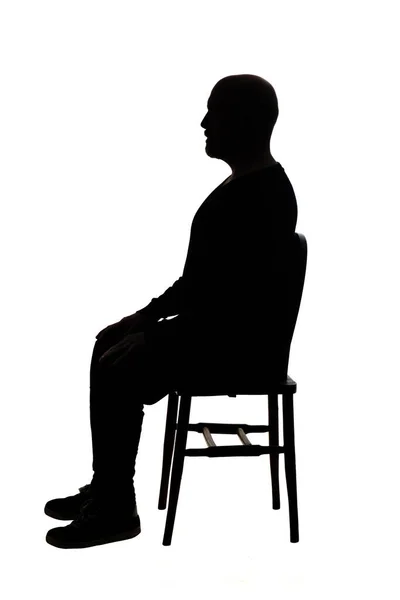 Side View Silhouette Man Sitting Chair —  Fotos de Stock