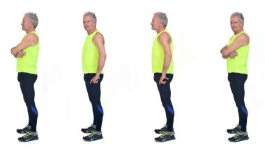 side view of same man with sportswear on white background
