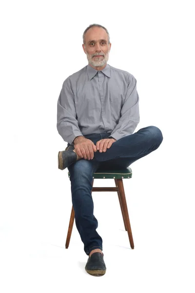 Front View Man Sitting Chair White Background — Photo