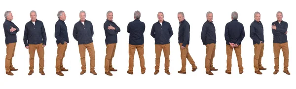 Line Large Group Same Men Posing White Background — Stockfoto