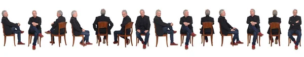 Large Line Same Man Sitting Chair Wnite Background — стоковое фото