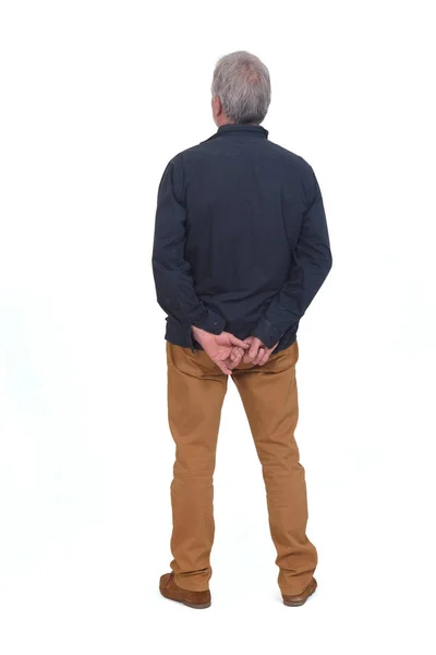 Rear View Man Hands Back White Background — Stockfoto
