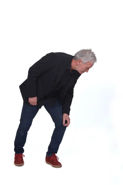 Man Searching Floor White Background — 스톡 사진