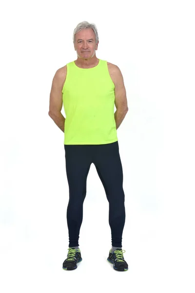 Front View Man Sportswear Tights Fluorescent Yellow Sleeveless Looking Camera — Foto Stock