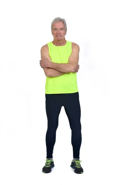 Front View Man Sportswear Tights Fluorescent Yellow Sleeveless Looking Camera — Stok fotoğraf