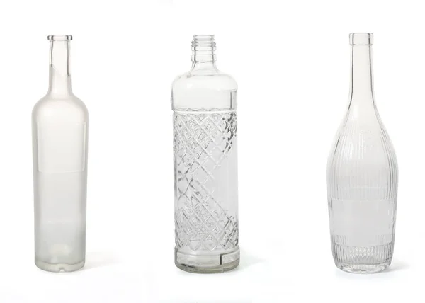 Grupo Botellas Opacas Texturizadas Sobre Fondo Blanco —  Fotos de Stock