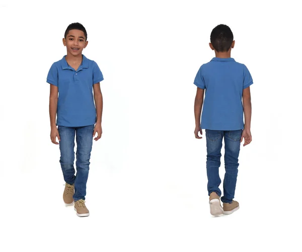 Front Back View Teen Walking White Background — Stock fotografie