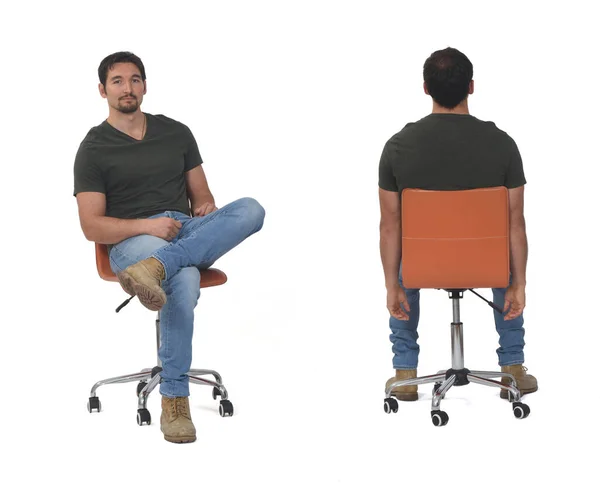 Rücken Und Vorderseite Derselben Männer Die Auf Stuhl Sitzen — Stockfoto